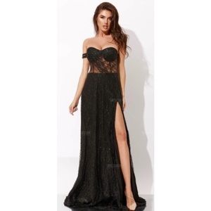 Misstook Chrystal Off Shoulder Maxi Dress